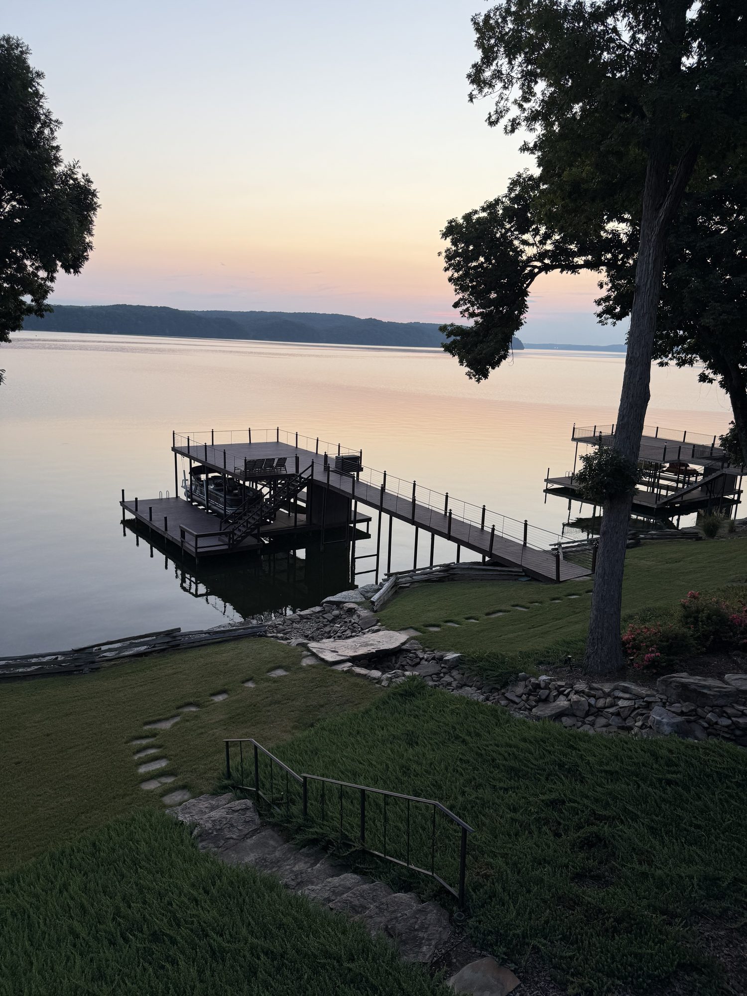 Twilight dock on the Tennessee River near Florence, Alabama